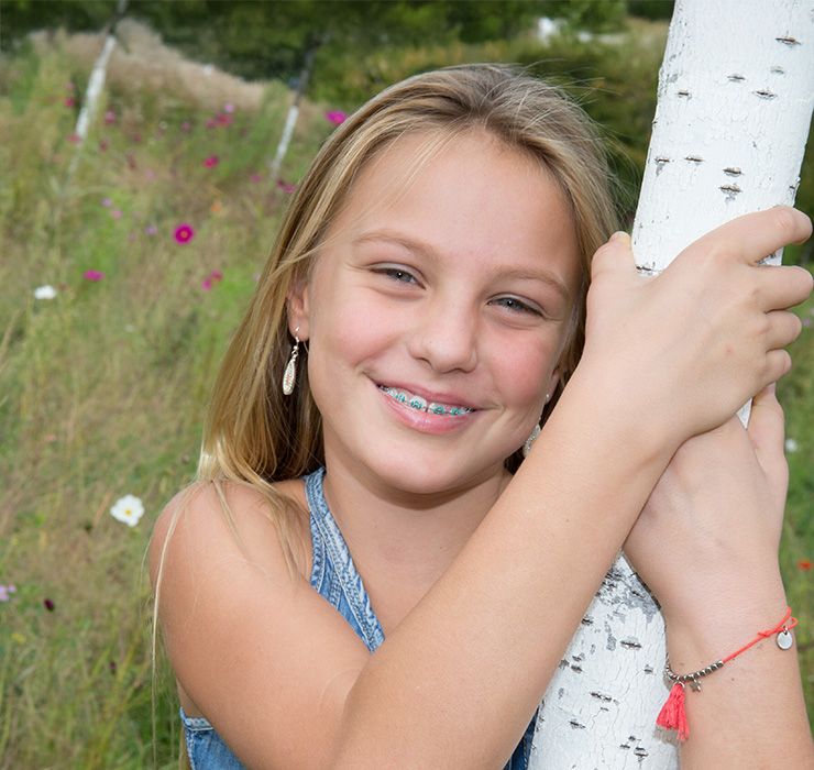 Girl smiling with braces