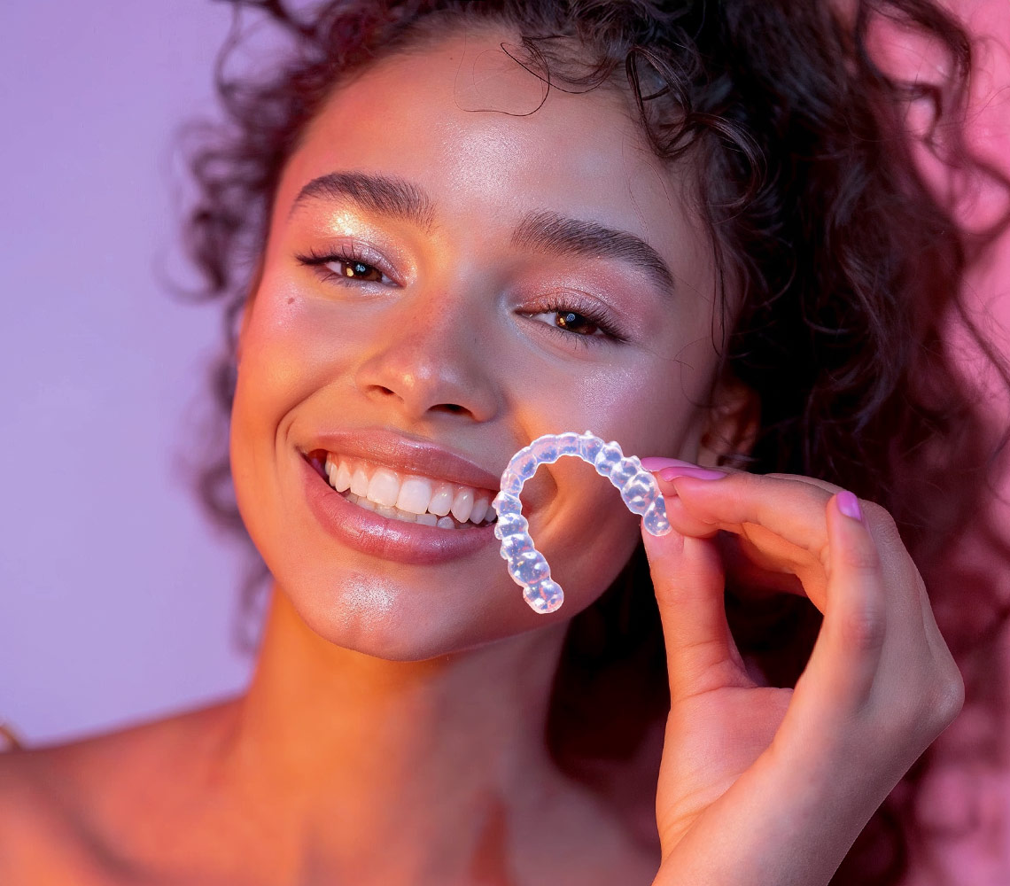 Woman holding Invisalign